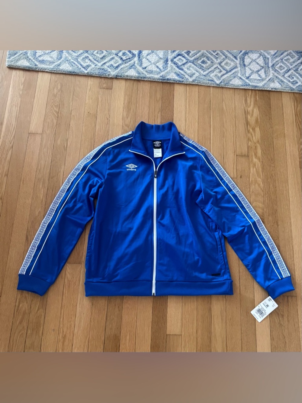 New Umbro Premier Diamond Jacket XL Blue Turkish Sea/White Deadstock Soccer